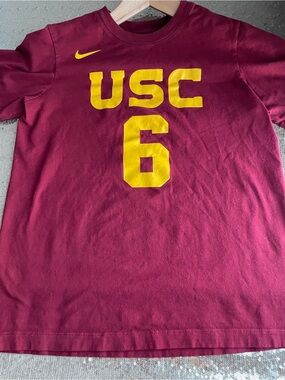 Nike “Shirsey” Bronny James USC Maroon Nike Tee w/ Gold Player Info size L